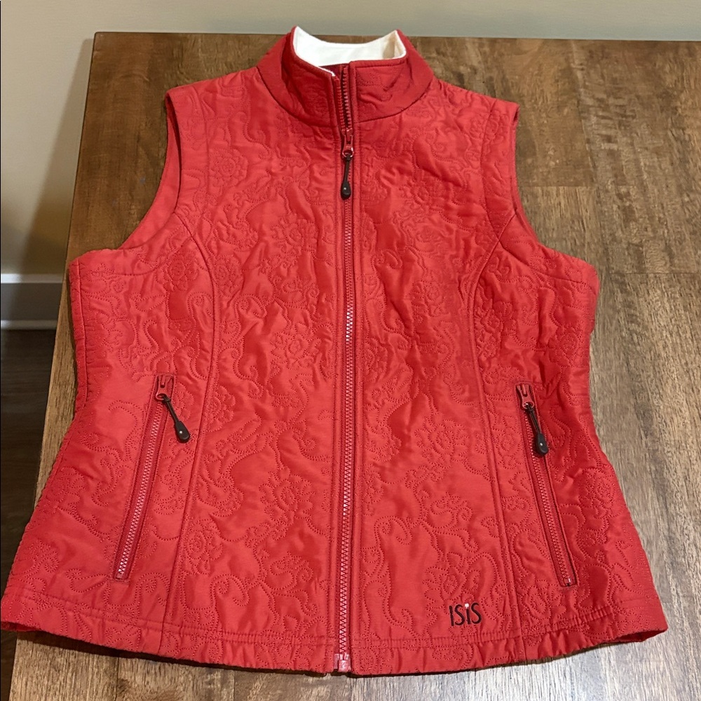 ISIS Quilted Vest Size 8. Orange/ Red color.